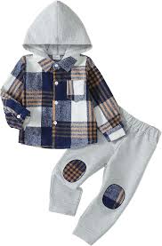 Toddler Boy Plaid Hoodie & Pants Set | 2-Piece Outfit for Boys | Sizes 2–5Y