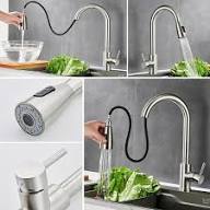 Touch Kitchen Faucet with Pull-Down Sprayer | Brushed Nickel SUS304 Stainless Steel | 2-Mode | 360° Swivel