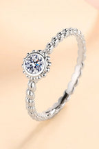 Moissanite Rhodium-Plated Sterling Silver Ring