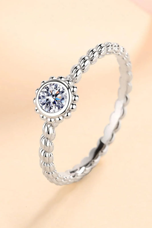 Moissanite Rhodium-Plated Sterling Silver Ring