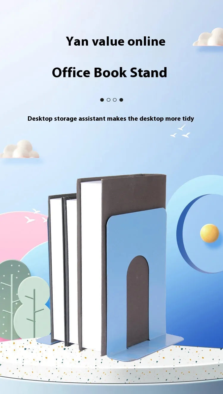 Metal L-Type Book Stand – Sturdy Desktop Bookend for Office, Library & Home | 2 Sizes