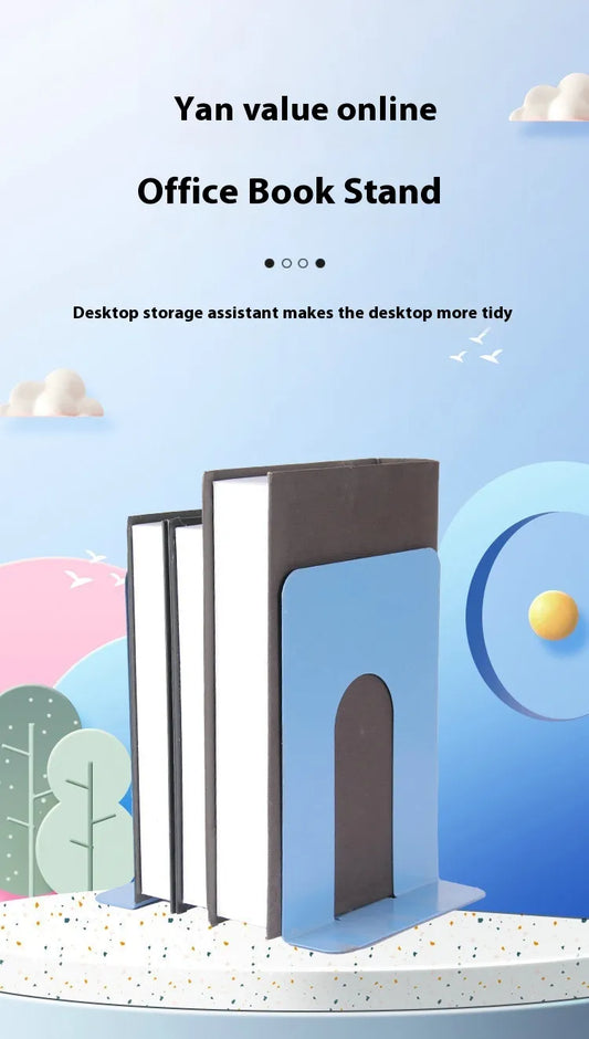 Metal L-Type Book Stand – Sturdy Desktop Bookend for Office, Library & Home | 2 Sizes