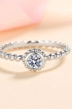 Moissanite Rhodium-Plated Sterling Silver Ring