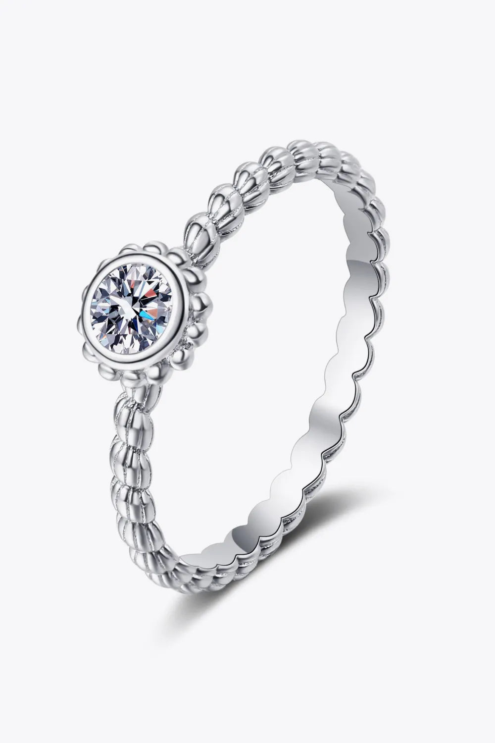 Moissanite Rhodium-Plated Sterling Silver Ring