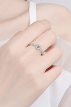Moissanite Rhodium-Plated Sterling Silver Ring