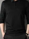 Men's Plus Size Striped Long Sleeve Polo – Cotton Blend Big & Tall