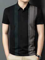 Men's Plus Size Contrast Short Sleeve Polo – Stretch Polyester Big & Tall