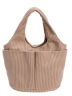 Corduroy Solid Color Handbag – Chic Medium Shoulder Bag