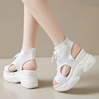Women's Cutout Mesh Wedge Sandals – High Heel Breathable Style