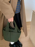 Corduroy Solid Color Handbag – Chic Medium Shoulder Bag
