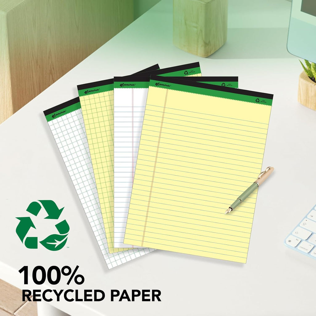 KAISA Legal Notepads 8.5×11" – 12-Pack, 600 Sheets, Wide Ruled, Recycled Paper