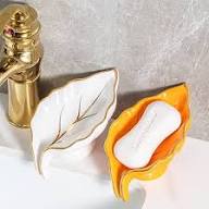Leaf-Shaped Ceramic Soap Dish – Self-Draining & Non-Slip Bathroom Soap Holder