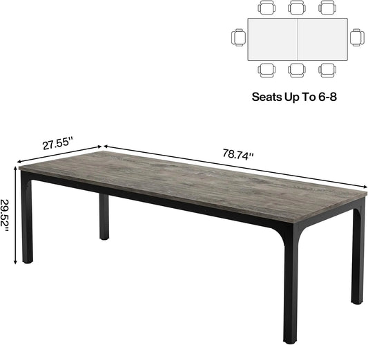 78.7" Large Executive Office Desk – Industrial Rectangle Computer Table with Heavy-Duty Iron Legs