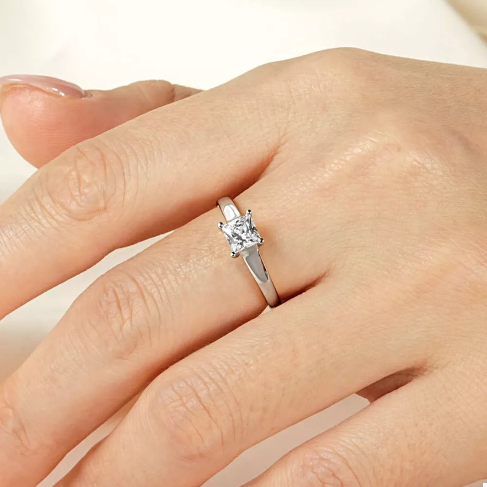 Silver-Plated Minimalist Ring | Copper & Zircon Stackable Band
