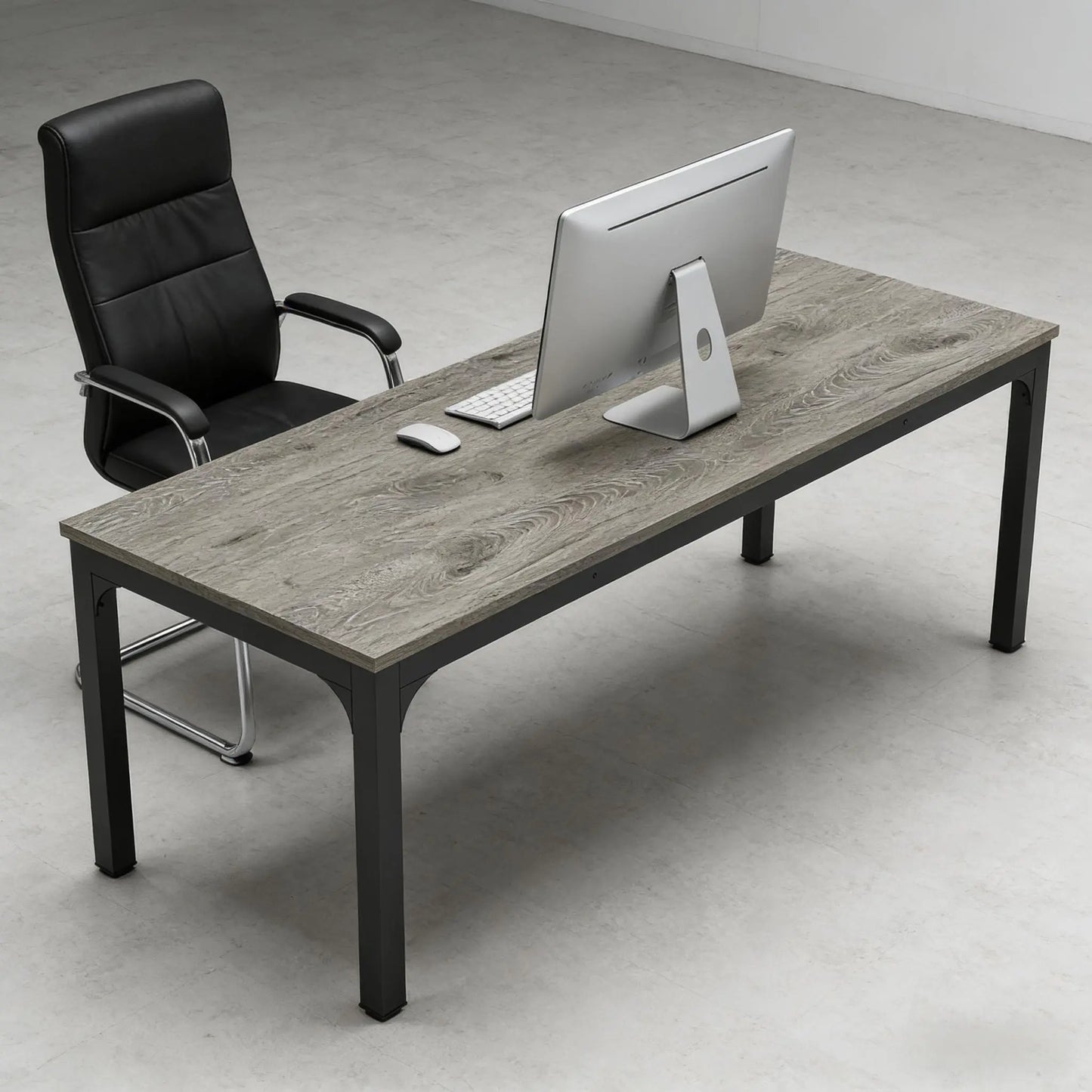 78.7" Large Executive Office Desk – Industrial Rectangle Computer Table with Heavy-Duty Iron Legs