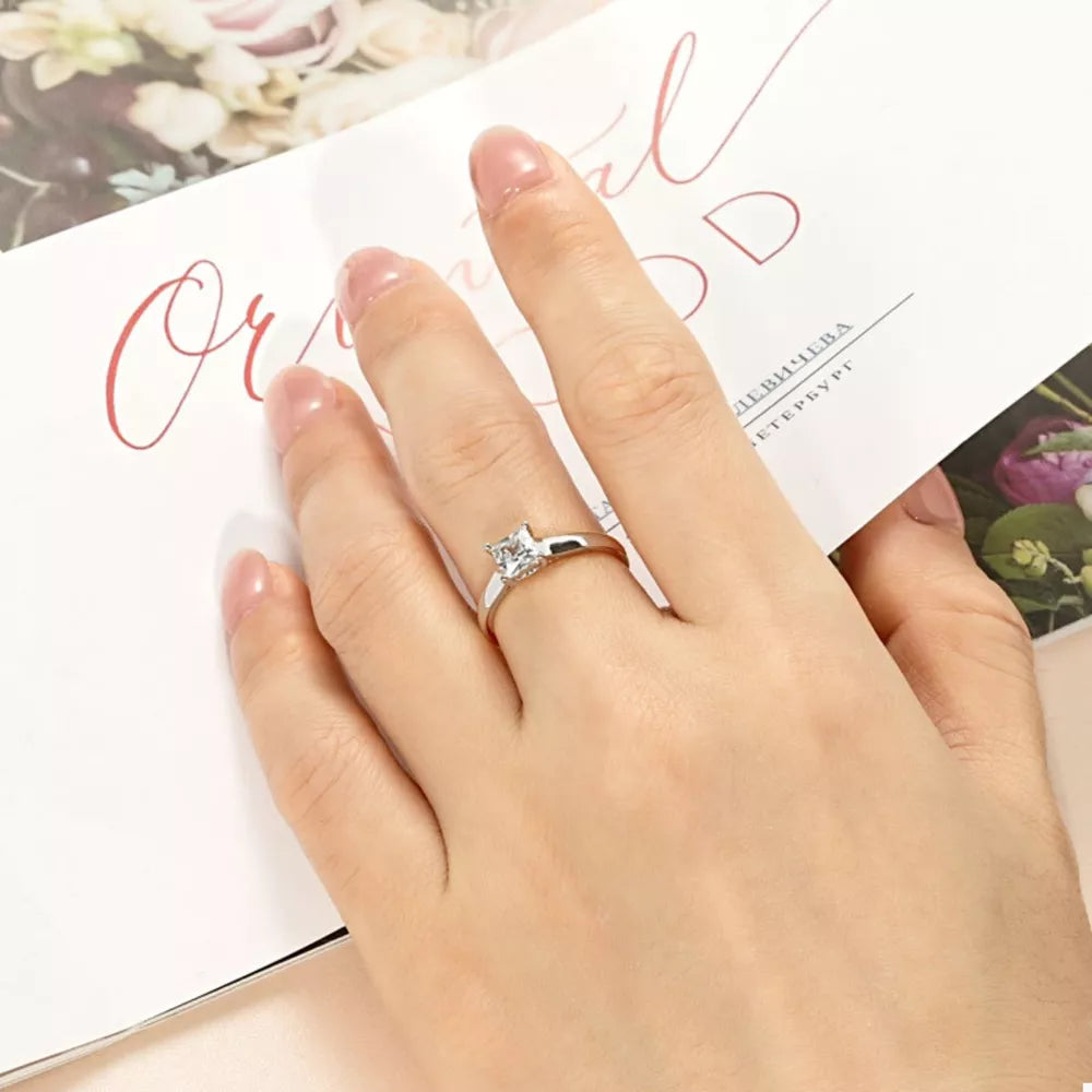 Silver-Plated Minimalist Ring | Copper & Zircon Stackable Band