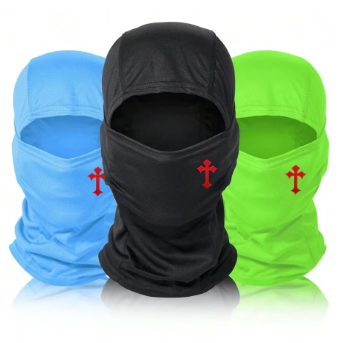 1pc Cross Printed Mask Hood For Men And Women Outdoor Riding Balaclava Hat Windproof And Sunscreen Sun Hat
