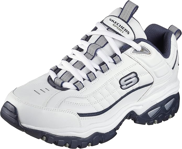 Skechers Men's Energy Afterburn Sneakers – Leather & Mesh, Shock-Absorbing Midsole