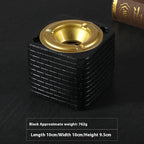 Elegant Cement Ashtray | High-End Concrete Ashtray for Home & Office Decor | Gold & Black