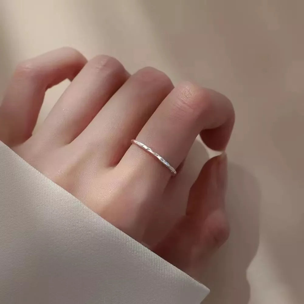 925 Sterling Silver Open Ring | Minimalist Adjustable Band | Gift Box Included