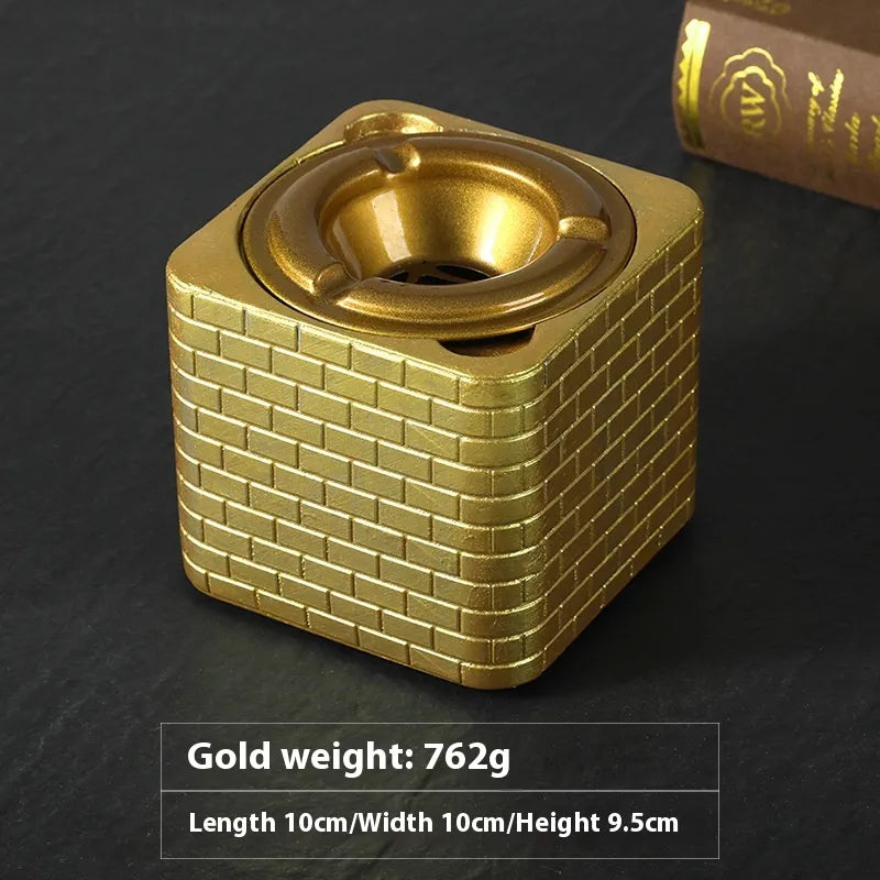 Elegant Cement Ashtray | High-End Concrete Ashtray for Home & Office Decor | Gold & Black