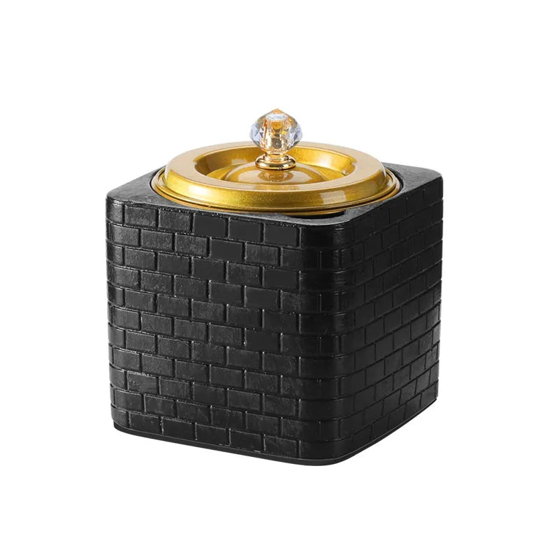Elegant Cement Ashtray | High-End Concrete Ashtray for Home & Office Decor | Gold & Black