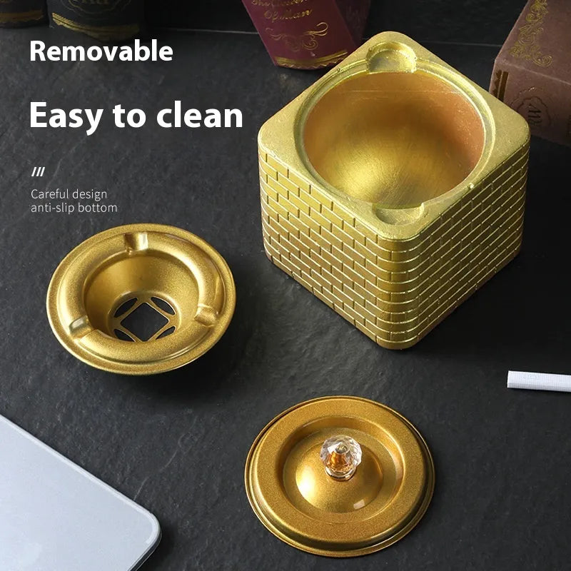 Elegant Cement Ashtray | High-End Concrete Ashtray for Home & Office Decor | Gold & Black