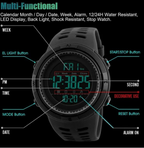 SKMEI Men's Digital Sports Watch – Military Tactical, 50M Waterproof, LED Backlight & Alarm
