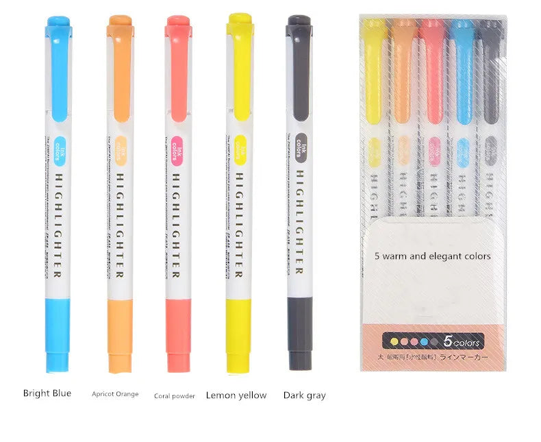 25-Color Double-Tip Highlighter Pen Set – Fluorescent & Pastel Art Markers