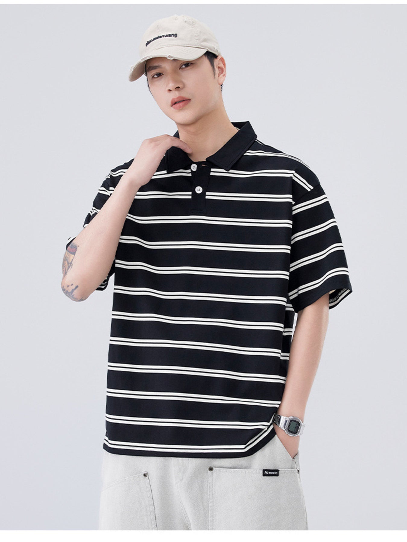 Men's Plus Size Striped Short Sleeve Polo – Cotton Poly Blend Big & Tall