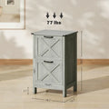 2-Drawer File Cabinet with Barn Door Design – Distressed Light Gray | Home Office Printer Stand