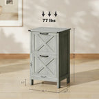 2-Drawer File Cabinet with Barn Door Design – Distressed Light Gray | Home Office Printer Stand