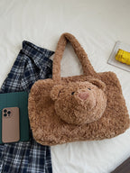 Teddy Bear Plush Handbag – Cute Fluffy Medium Bag
