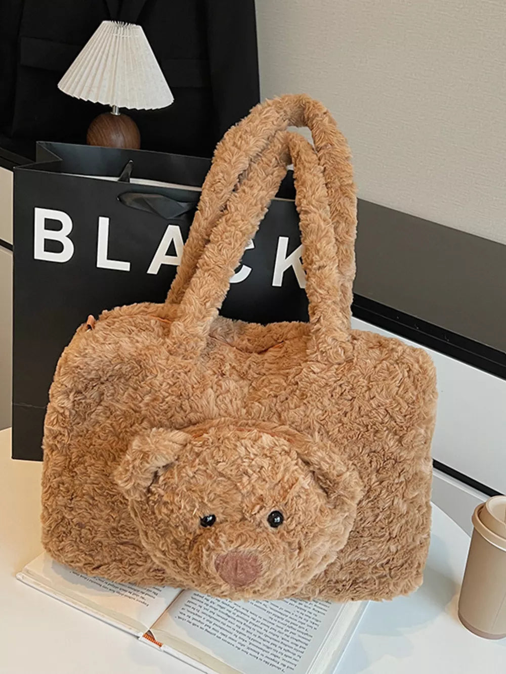 Teddy Bear Plush Handbag – Cute Fluffy Medium Bag