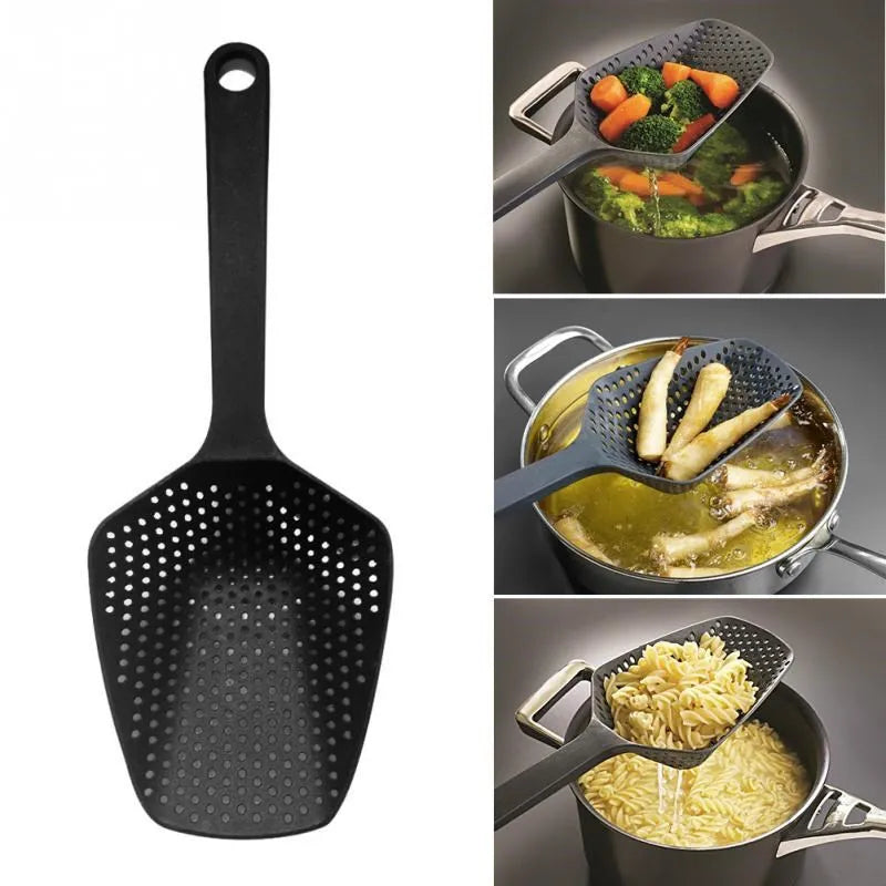 Nylon Strainer Scoop Colander | Large Food-Grade Slotted Spoon for Frying, Soup & Draining