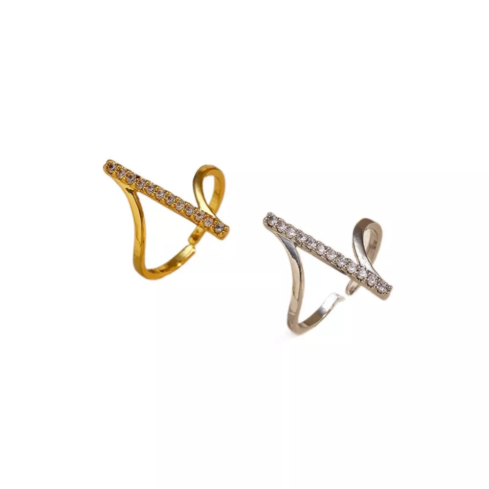 Irregular Rhinestone Statement Ring – 18K Gold & Silver Plated