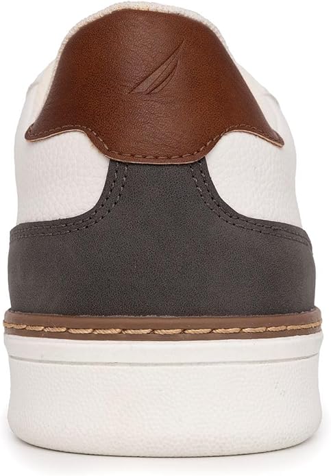 Nautica Men's Classic Low Top Sneakers – Faux Leather, Lace-Up & Rubber Outsole