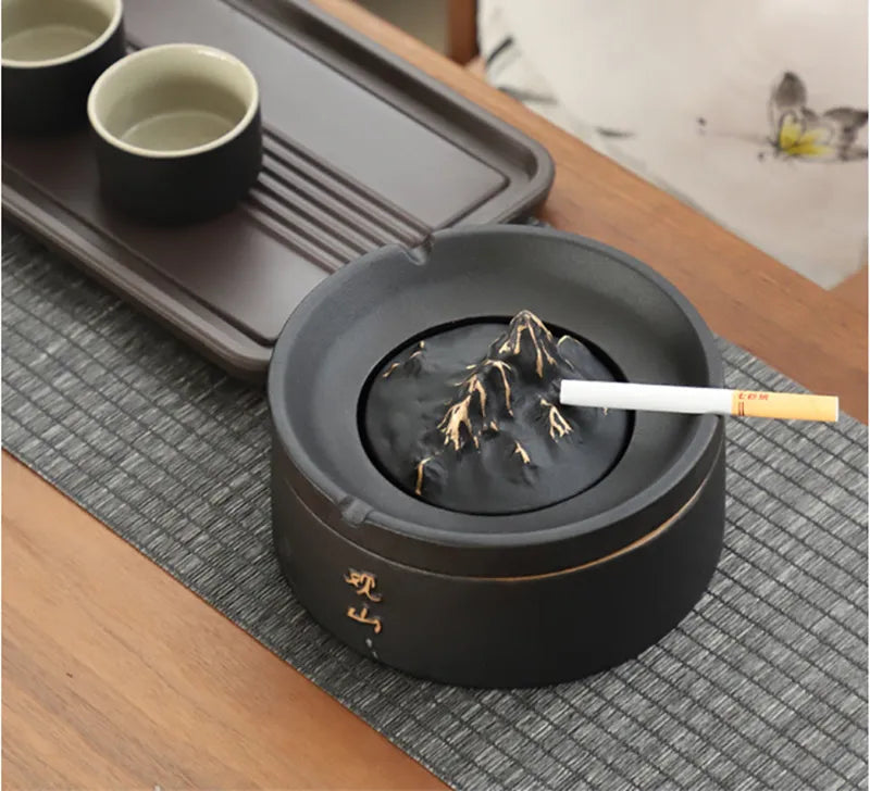 New Chinese Style Ceramic Ashtray – High-Temp Fired | Home, Office & Bedroom Decor