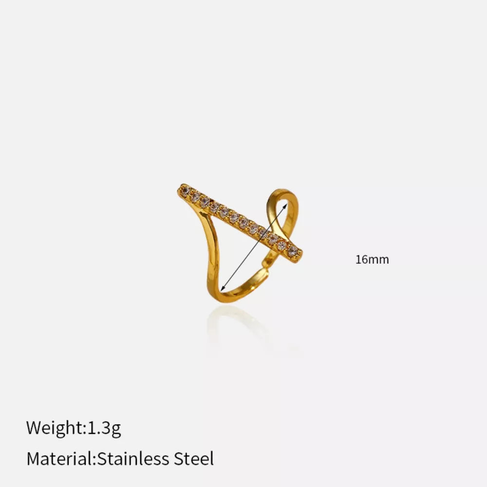 Irregular Rhinestone Statement Ring – 18K Gold & Silver Plated