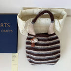 Knitted Striped Crossbody Handbag – Small Polyester Bag