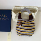 Knitted Striped Crossbody Handbag – Small Polyester Bag