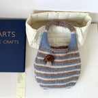 Knitted Striped Crossbody Handbag – Small Polyester Bag