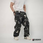 Men's Camouflage Wide Leg Pants – 100% Cotton, Drawstring & Pocketed