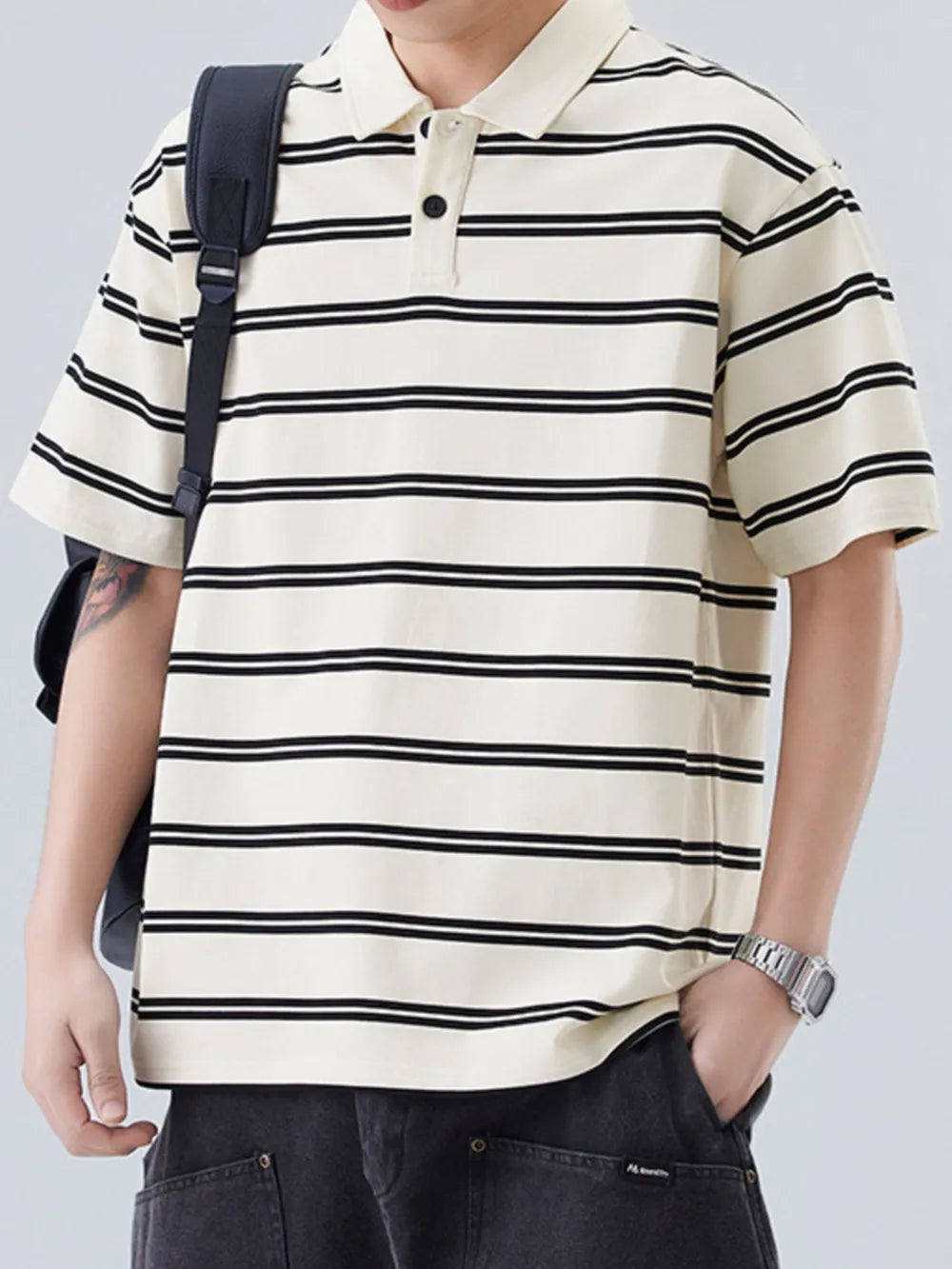 Men's Plus Size Striped Short Sleeve Polo – Cotton Poly Blend Big & Tall