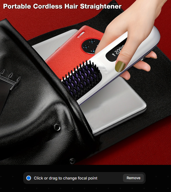 Cordless Hair Straightener Brush – Portable Ionic Straightening Comb with LED Display & USB Recharge