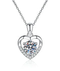 Moissanite Heart Pendant Necklace | 1-Carat Diamond-Like Brilliance | S925 Sterling Silver & Platinum Plated