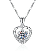 Moissanite Heart Pendant Necklace | 1-Carat Diamond-Like Brilliance | S925 Sterling Silver & Platinum Plated