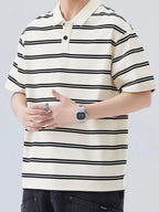 Men's Plus Size Striped Short Sleeve Polo – Cotton Poly Blend Big & Tall