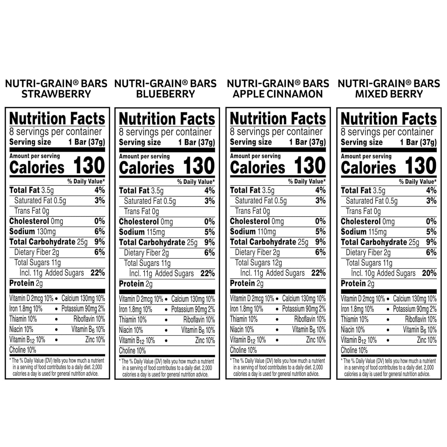 Nutri-Grain Soft Baked Breakfast Bars – Variety Pack, 4 Boxes, 32 Bars
