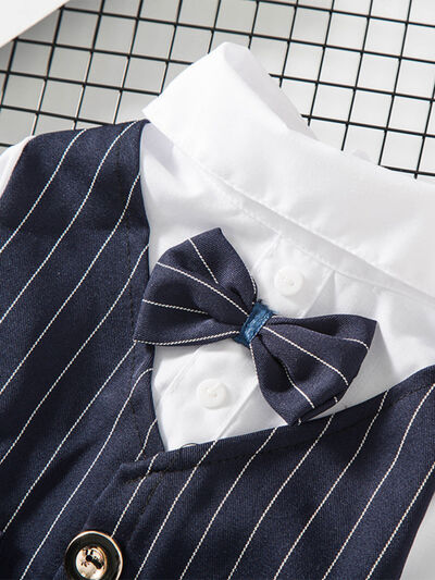 Striped Bow Tie Pet Blazer | Dapper Polyester Jacket for Dogs & Cats